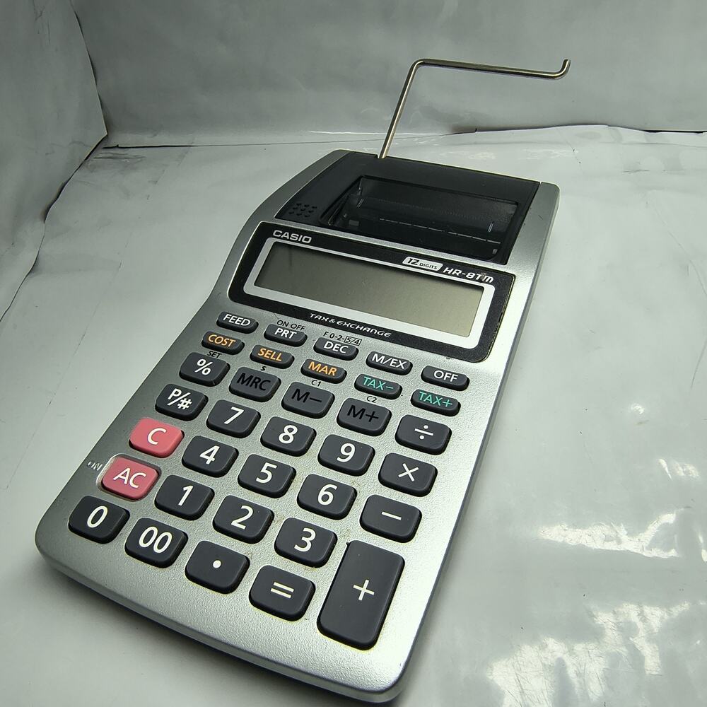 Casio HR-8TM 12 Digit Printing Calculator Tax & Exchange-Battery Operational